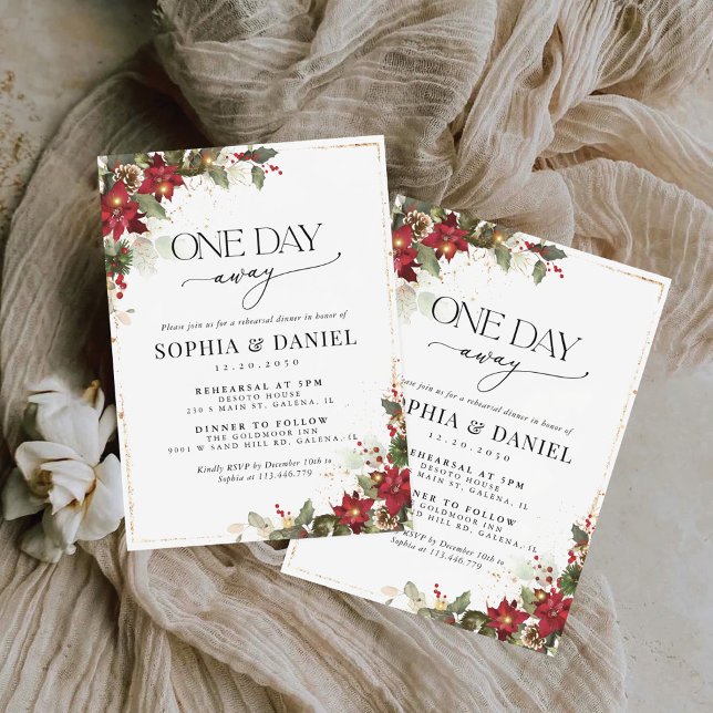 Rustikale Pine Poinsettia Probe Abendessen Einladung (Von Creator hochgeladen)