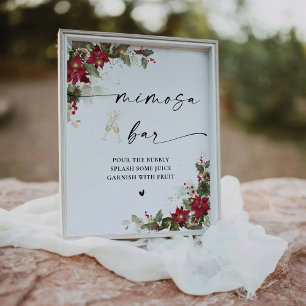 Rustikale Pine Poinsettia Wedding Mimosa Bar Sign Sockelschild
