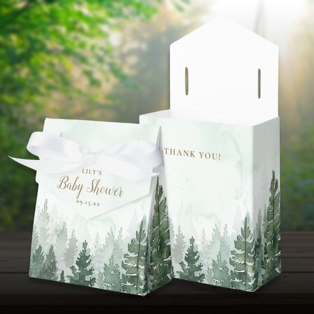 Rustikale Pine Tree Forest Baby Dusche Geschenkschachtel (Rustic Pine Tree Forest Baby Shower Favor Boxes)