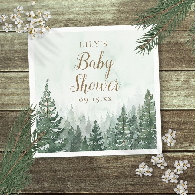 Rustikale Pine Tree Forest Baby Dusche Serviette (Rustic Pine Tree Forest Baby Shower Napkins)