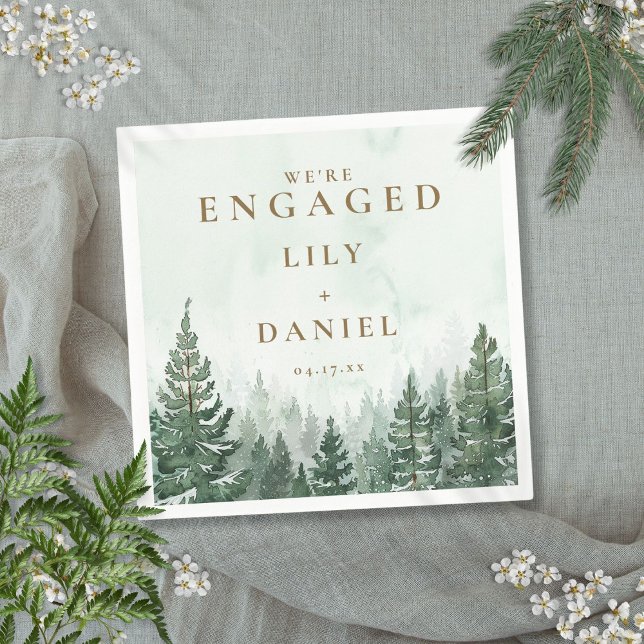Rustikale Pine Tree Forest-Engagement-Partei Serviette (Rustic Pine Tree Forest Engagement Party Napkins)