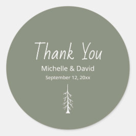 Rustikale Pine Tree Sage Green Wedding Vielen Dank Runder Aufkleber