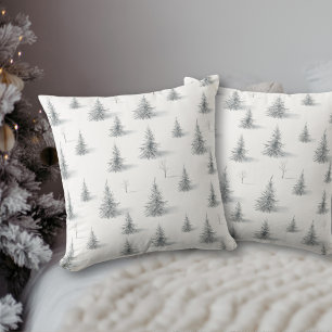 Rustikale Pine Trees Christmas WInter Botanical Kissen