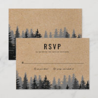 Rustikale Pine Trees Kraft Winter Reply Card