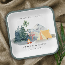 Rustikale Pine Woods Camping Mountain Baby Dusche Pappteller