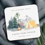 Rustikale Pine Woods Camping Mountain Baby Dusche Rechteckiger Pappuntersetzer<br><div class="desc">Für weitere Anpassungen oder andere passende Artikel kontaktieren Sie mich bitte unter yellowfebstudio@gmail.com</div>