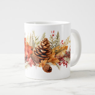 Rustikale Pinecones, Herbstleaves und Winterberrie Jumbo-Tasse