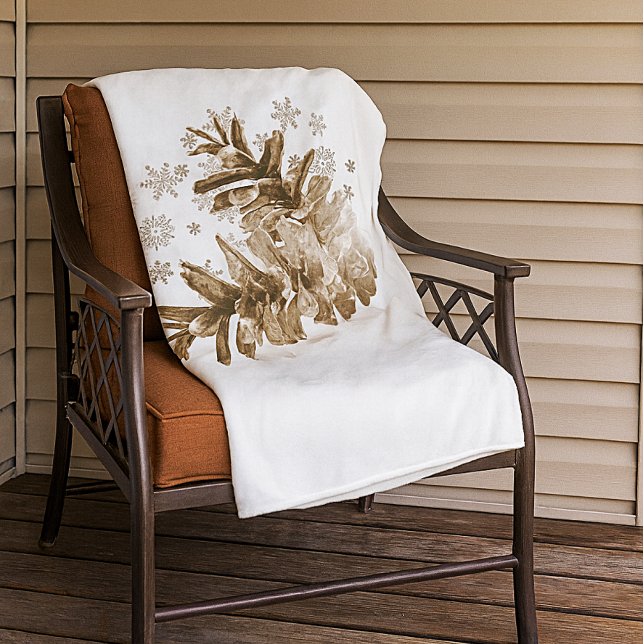 Rustikale Pinecones im Schneeflocken Fleecedecke (Warm and cozy pinecone and snowflake fleece blanket.  )