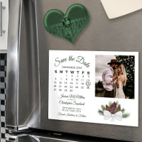 Rustikale Pinecones Kalender & Foto Save the Date