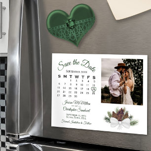 Rustikale Pinecones Kalender & Foto Save the Date Magneteinladung
