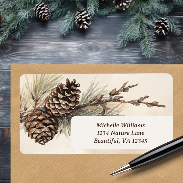 Rustikale Pinecones | Pine Cone Woodland Address Adressaufkleber (Rustic Pinecones  Pine Cone Woodland Address Label)