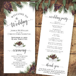 Rustikale Pinecones und Kiefernzweige Hochzeit auf Programm