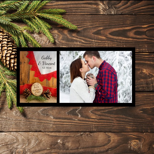 Rustikale Pines Red Lace Woods Wedding retten das  Save The Date (Set a woodsy tone with the Rustic Pines and Red Lace Woodland Wedding Save the Date Photo Card.)