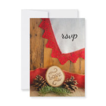 Rustikale Pines und Red Lace Winter Wedding RSVP C