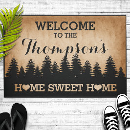 Rustikale Pinien Personalisiert (braun) Empfang Fußmatte