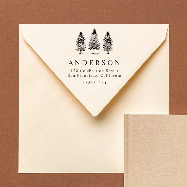 Rustikale Pinienbäume, benutzerdefinierte Rücksend Gummistempel (Von Creator hochgeladen)