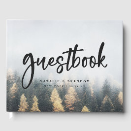 Rustikale Pinienbäume fallen Wälder Hochzeit Gästebuch