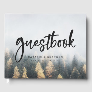 Rustikale Pinienbäume fallen Wälder Hochzeit Gästebuch
