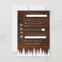 Rustikale Pinienbäume Herbst Herbst Winterhochzeit RSVP Karte