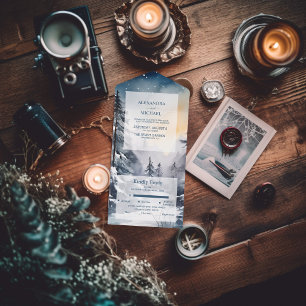 Rustikale Pinienbäume Hochzeit All In One Einladung