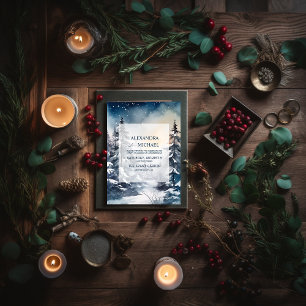 Rustikale Pinienbäume Hochzeit Einladung