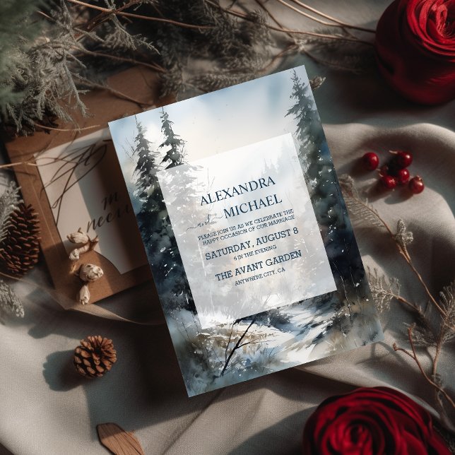 Rustikale Pinienbäume Hochzeit Einladung (Von Creator hochgeladen)