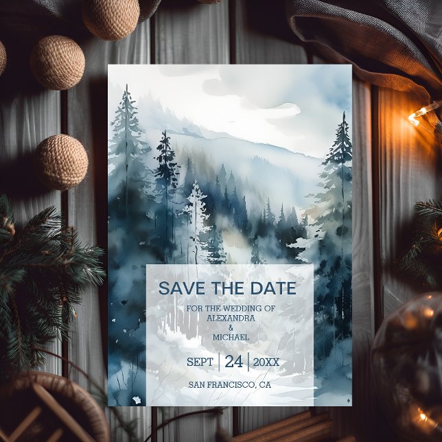 Rustikale Pinienbäume Hochzeit Save The Date (Von Creator hochgeladen)