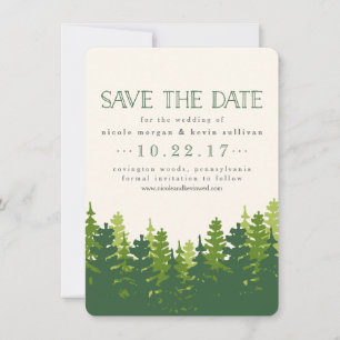 Rustikale Pinienbäume Save the Date