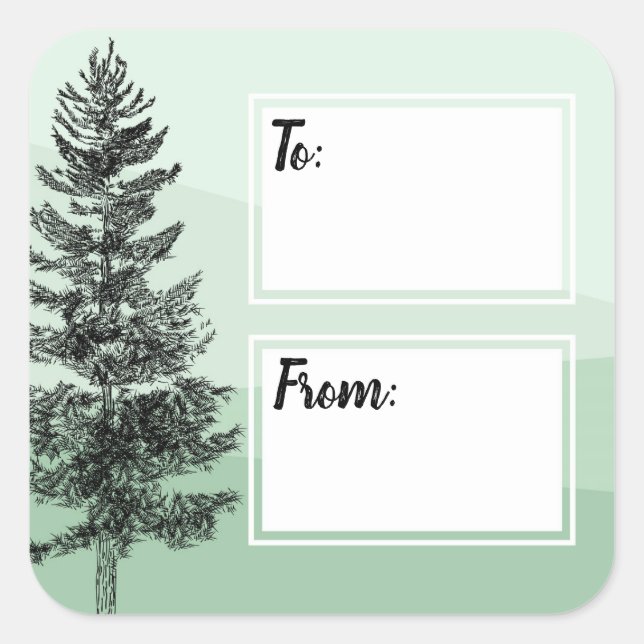 Rustikale Pinienbäume schreiben auf / von Geschenk Quadratischer Aufkleber (Vorderseite)