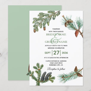 Rustikale Pinienwälder Hochzeit Einladung