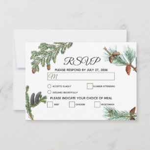 Rustikale Pinienwälder Hochzeit RSVP Karte