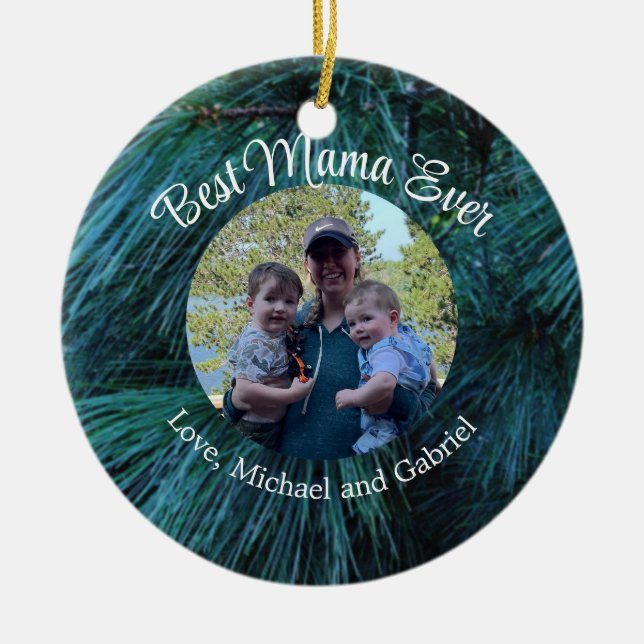 Rustikale Pinienwälder, immergrün Keramik Ornament (Vorne)