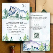 Rustikale Pinienwälder QR Code Hochzeit