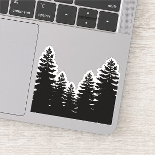Rustikale Pinienwälder Silhouette Abenteuer im Fre Aufkleber
