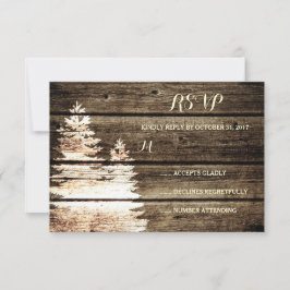 Rustikale Pinienwälder Winter Hochzeit UAWG RSVP Karte