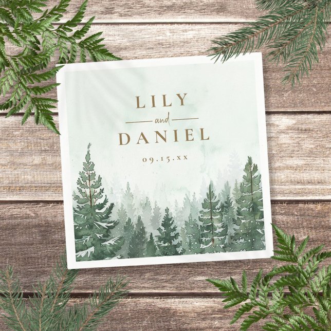 Rustikale Pinienwaldhochzeit Serviette (Rustic Pine Tree Forest Wedding Napkins)