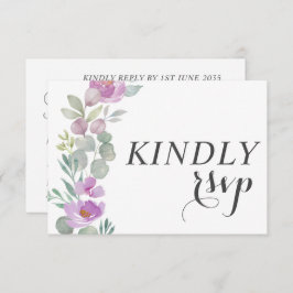Rustikale Pink-Aquarellblume-Hochzeit RSVP Karte