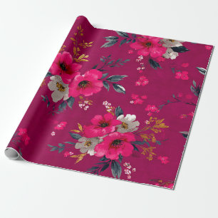 Rustikale Pink Botanische Fette Vintage Boho Blume Geschenkpapier
