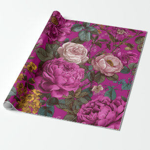 Rustikale Pink Botanische Fette Vintage Boho Blume Geschenkpapier