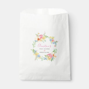Rustikale Pink-Gelbe-Wasserfarben-Floral-Baby-Part Geschenktütchen