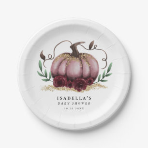 Rustikale Pink Gold Pumpkin Baby Dusche Pappteller