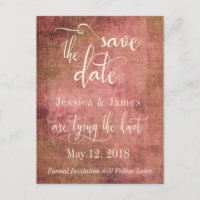 Rustikale Pink & Jute Vintage Save-the-Date-Karte