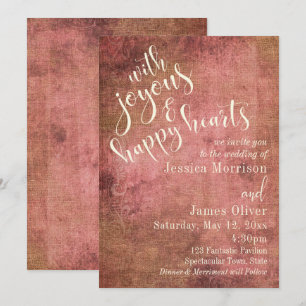 Rustikale Pink & Jute Vintage-Typografie-Hochzeit Einladung