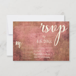 Rustikale Pink & Jute Vintage-Typografie RSVP Karte
