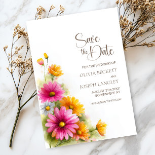 Rustikale pink-orange Blumenhochzeit - Save-the-Da Save The Date