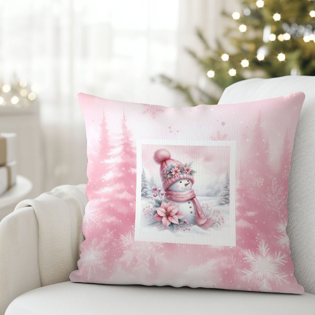 Rustikale Pinkmas-Winterwald-Kinder-Weihnachtsdeck Kissen (Rustic Pinkmas Winter Forest Kids Holiday Pillow

)