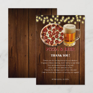 Rustikale Pizza & Beer Baby Dusche Dankeskarte