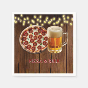 Rustikale Pizza- und Bier-Baby-Party Serviette