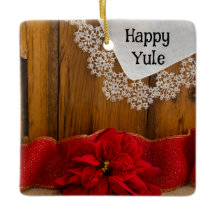 Rustikale Poinsettia Blume und Rotes Weihnachten