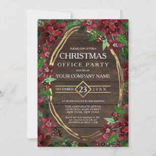 Rustikale Poinsettia Blumenholz Weihnachten im Unt Einladung